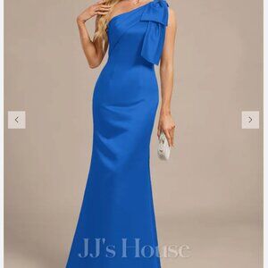 Sheath One Shoulder Floor-Length Satin Evening Dress With Bow